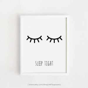 Good Night Sleep Tight Print Printable Nursery Wall Art Set of 2 Black ...