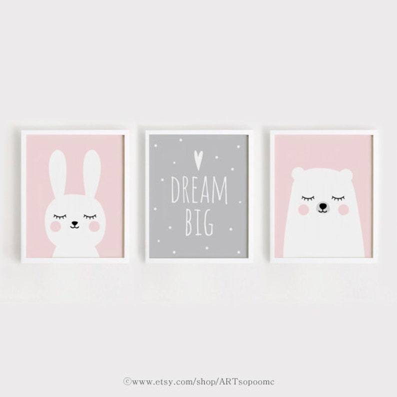 Printable Nursery Art Set of 3 Poster Baby Girls Room Wall Art - Etsy
