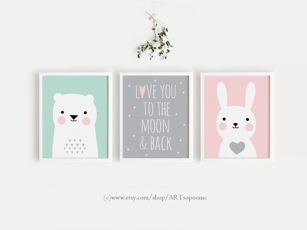 Printable Nursery Art Set of 3 Baby Room Wall Art Decor Kids Room ...