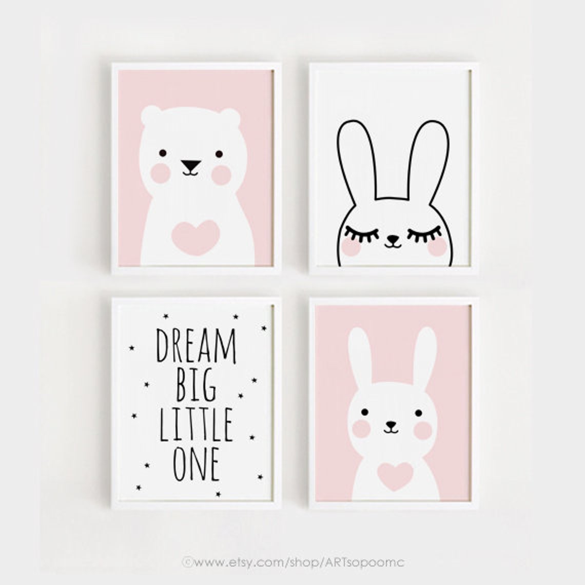 Printable Nursery Art Set of 4 Poster Baby Girls Room Wall Art - Etsy