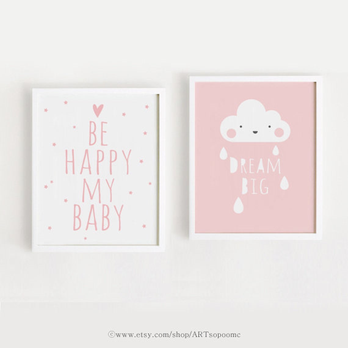 Printable Nursery Art Set of 2 Poster Baby Girls room Wall art Etsy