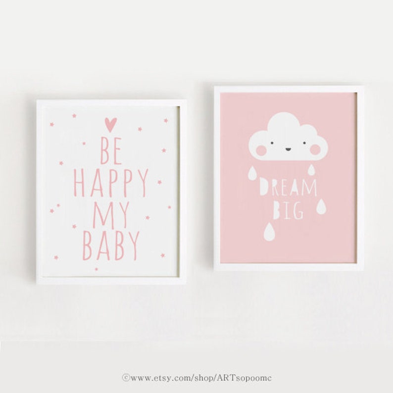 Printable Nursery Art Set of 2 Poster Baby Girls room Wall art | Etsy