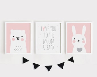 Printable Nursery Wall Art Set of 6 Poster Baby Art Kids Room - Etsy