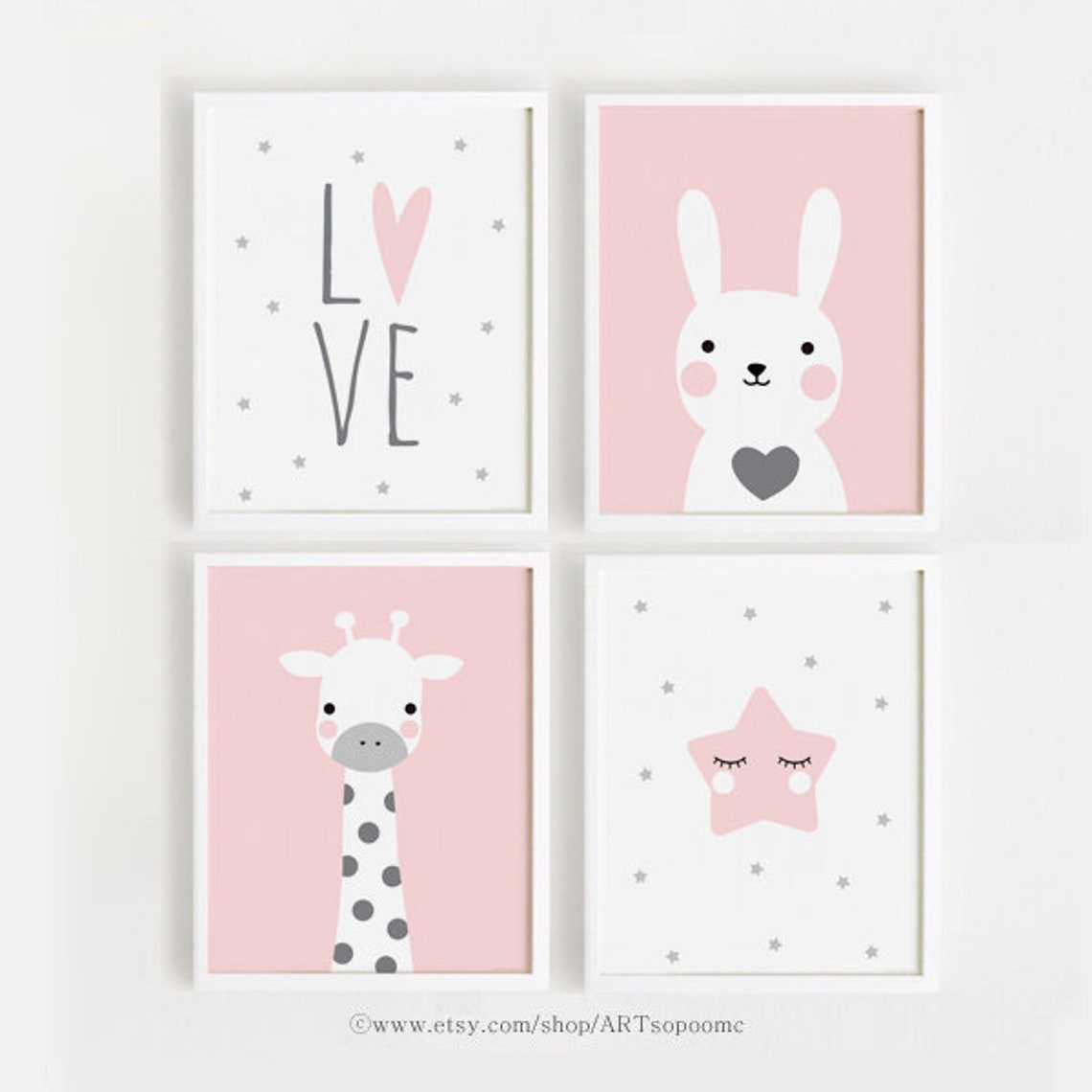 Pink Printable Nursery Wall Art Set of 4 Poster Baby Girl - Etsy