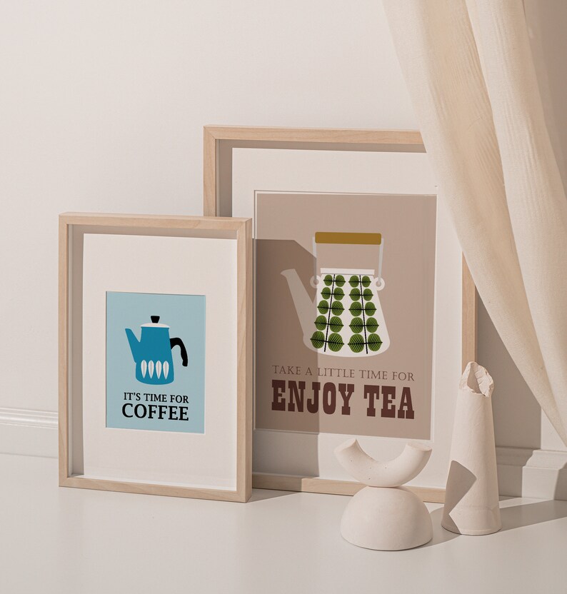Blue Tea Poster Tea Poster, Scandinavian Kitchen Print, Dining Room Wall Art (digital ...