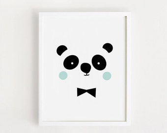 Black and white illustration Poster bebe INSTANT DOWNLOAD Cute Panda Printable art Baby boys Animal Kawaii baby room nursery art