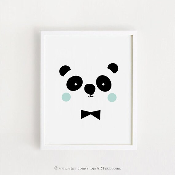 Black and white illustration Poster bebe INSTANT DOWNLOAD Cute Panda Printable art Baby boys Animal Kawaii baby room nursery art