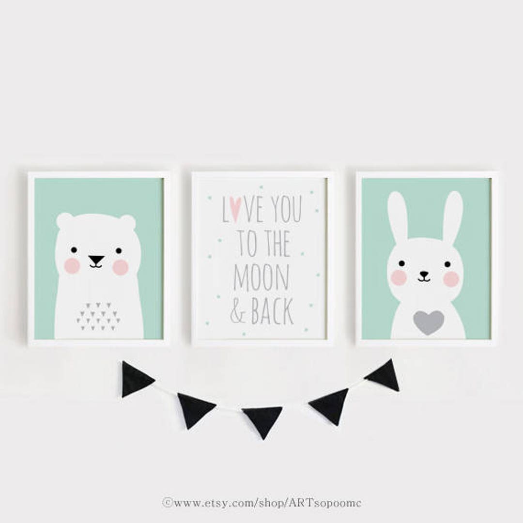 Printable Nursery Art Set of 3 Poster Baby Room Wall Art Kids Room ...