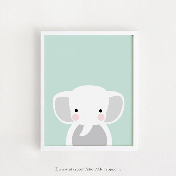 Bebe Elephant Poster Cute Kawaii Printable Art Kids Animal Etsy
