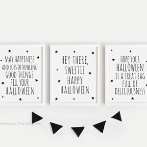 Halloween Quotes Printables for Kids Wall Art Set of 3 Poster Black and ...