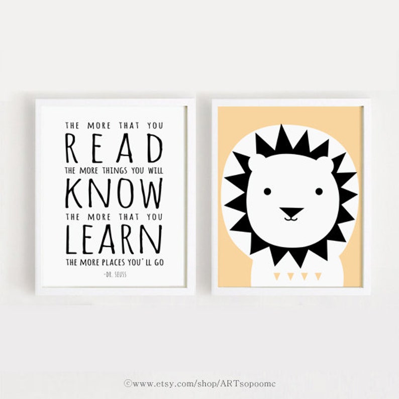 Printable Nursery wall Art Set of 6 Poster Baby Kids room decor Bear Lion Giraffe Animals Quotes Alphabet Digital print download ARTsopoomc