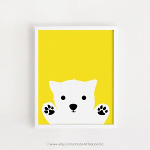 Druckbare Hund Kunst Baby Zimmer Dekor Druck Kind Poster Digital print Kinderzimmer Wand Kunst für Kinder gelb Dekor niedliche Welpen Tier 8 x 10, 11 x 14, A4, A3