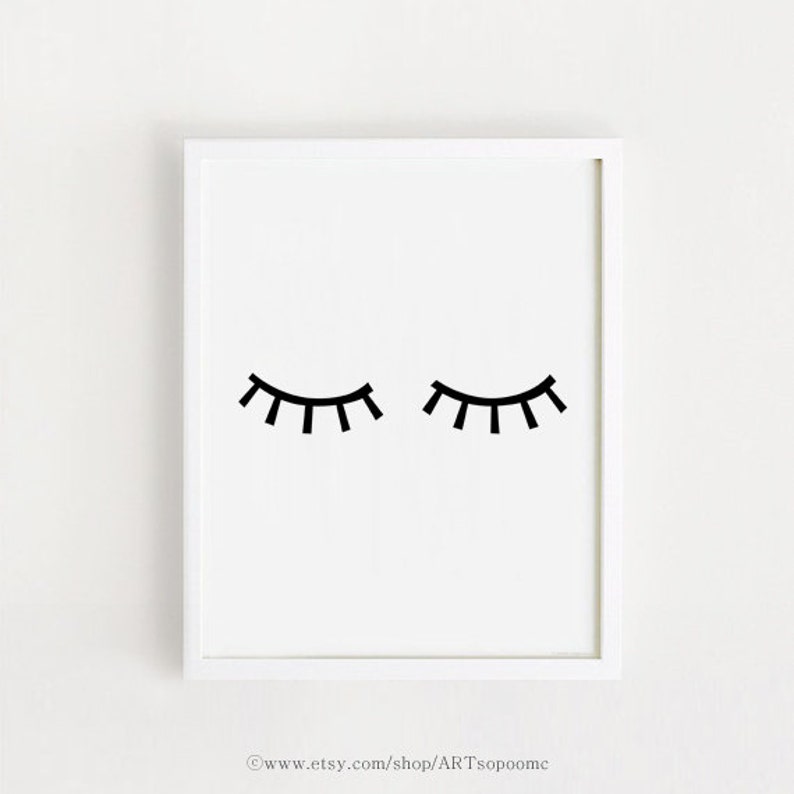 Eye art printable Print baby room deco download Scandinavian art poster wall decal Black and white Minimal bebe art Digital INSTANT image 1