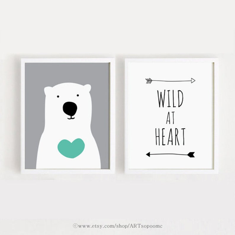 Printable Nursery wall Art Set of 6 Poster Baby Kids room decor Bear Lion Giraffe Animals Quotes Alphabet Digital print download ARTsopoomc