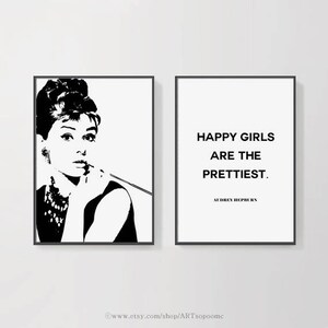 Audrey Hepburn Quotes Art Print Set of 2 Printable Wall Art Poster ...