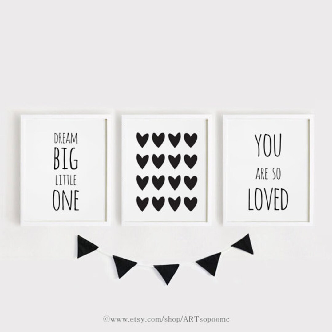 Black and White Nursery Printables Art Set of 3 Poster Baby Boys Girls ...
