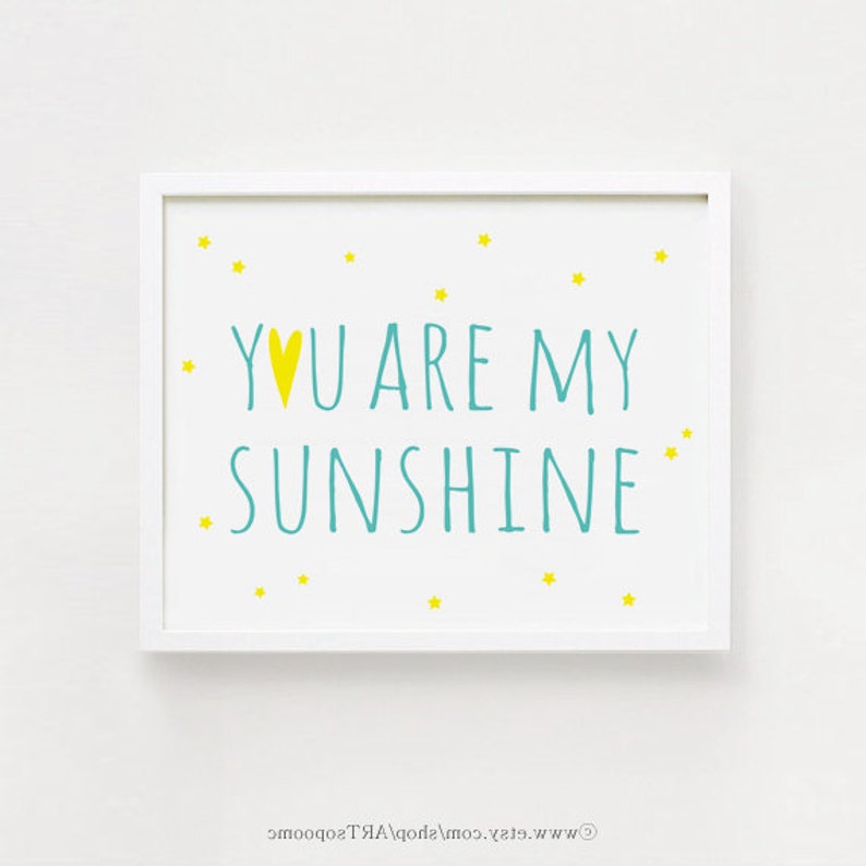 Printable Art You Are My Sunshine Quotes Poster Sign Blue - Etsy