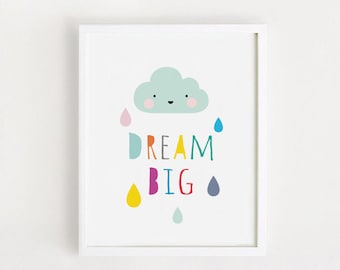 Dream Big Nursery Art Print – Kids Room Decor (Digital Download)
