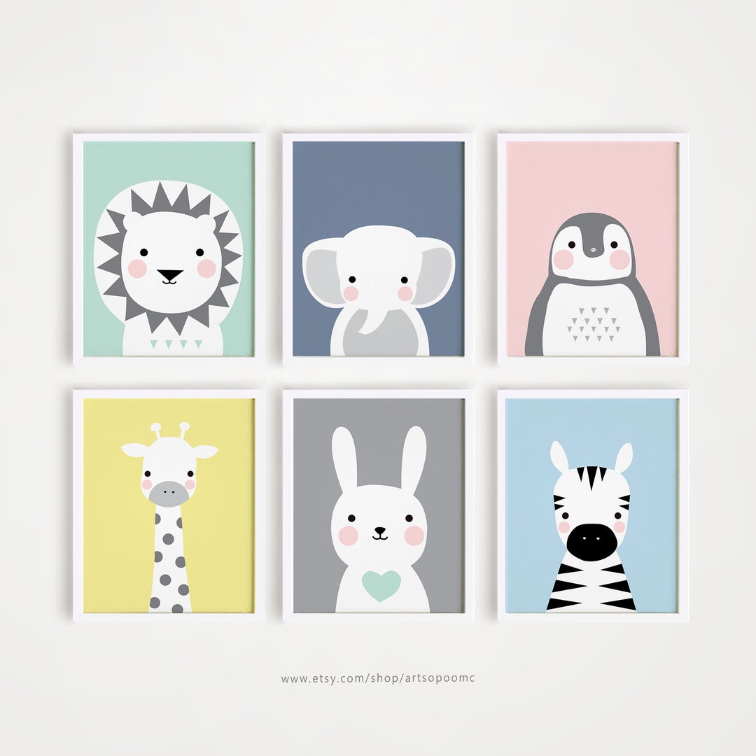 Printable Nursery Wall Art Set of 6 Poster Baby Art Kids Room Decor ...
