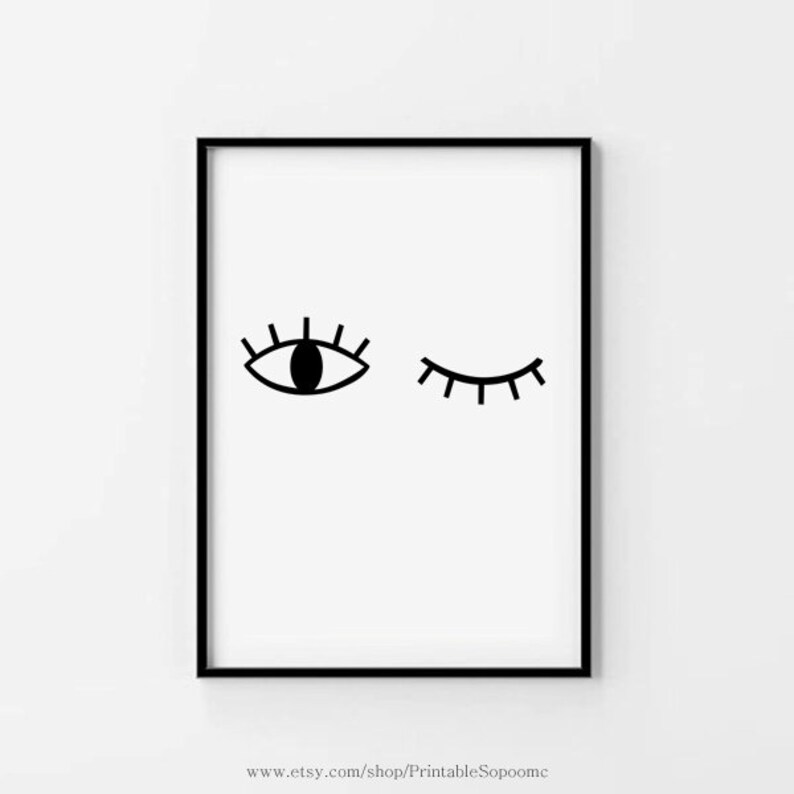 Eye art printable Print baby room deco download Scandinavian art Wall decal Black and white Minimalist bebe poster 50x70 Digital INSTANT