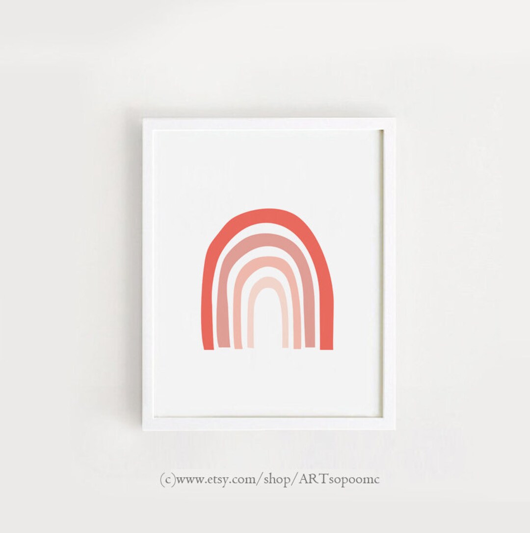 Boho Wall Art Printable Nursery Wall Art Coral Rainbow Print Baby Girls ...