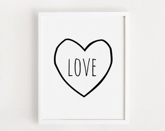 Heart Pattern Printable INSTANT DOWNLOAD Poster Baby Room Wall | Etsy