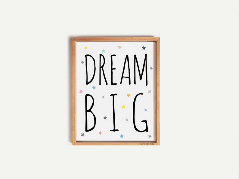 Dream Big Printable Poster Cute Art for Baby Room Wall Decor | Etsy