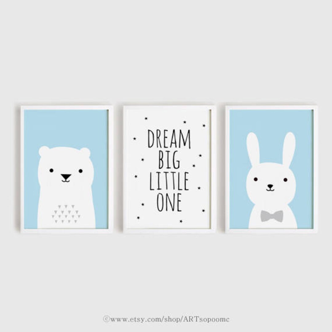 Bear, Bunny Nursery Art Prints, Set of 3 (digital Download) - Etsy
