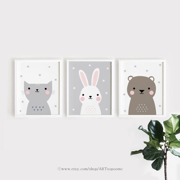 Baby Animal Prints for Nursery Printable Wall Art Set of 3 | Etsy