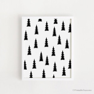 Impression d&#39;art mural imprimable scandinave Décoration d&#39;intérieur Art de style scandinave Impression motif nature en noir et blanc pour femme TÉLÉCHARGEMENT IMMÉDIAT
