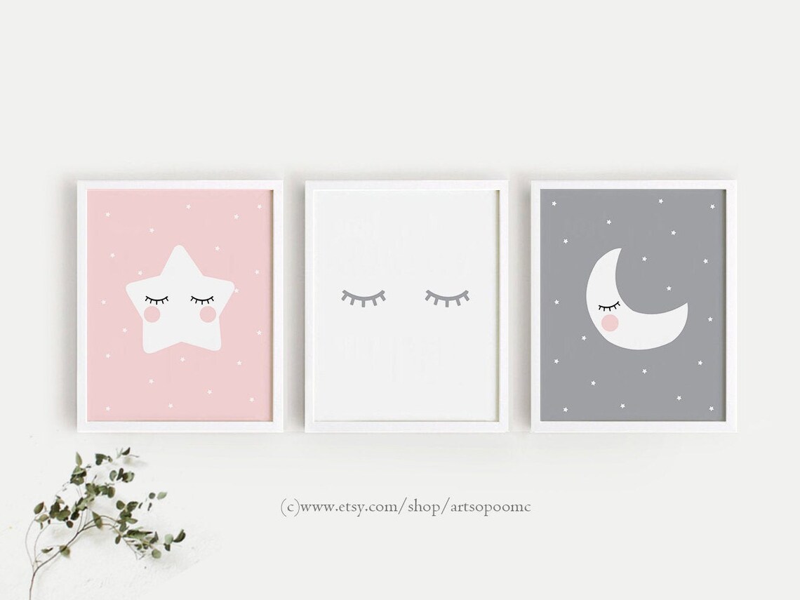 Printable Nursery Art Set of 3 Poster Baby Girls Room Wall Art - Etsy