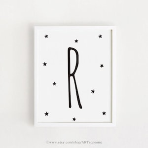 INSTANT DOWNLOAD Letter R Print Printable Nursery Art Black and White ...