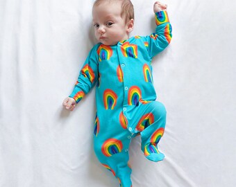 Aqua rainbow sleepsuit