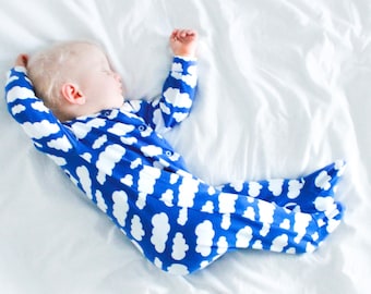 Blue cloud cotton sleepsuit