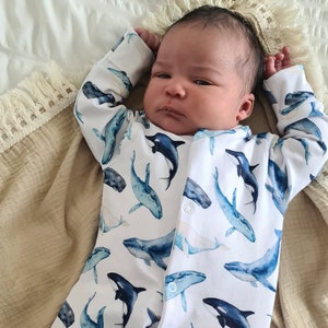 Whale cotton sleepsuit