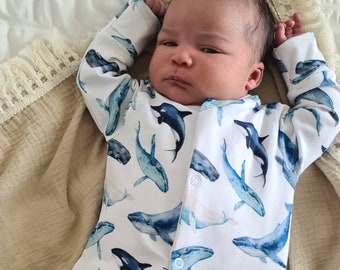 Whale cotton sleepsuit