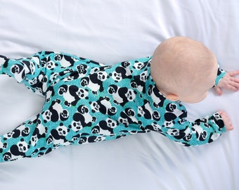 Blue Panda cotton sleepsuit