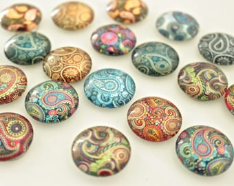 20mm Paisley Glass Magnet Set, Round Marble Magnets, Pattern Magnets, Pretty Fridge Magnets, Unique Magnet Gifts, Chic Dome Magnet Set