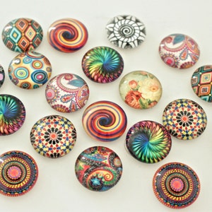 Glasmagneten met gemengd patroon: kleurrijk koelkastdecor (20 mm)