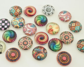 Mixed Pattern Glass Magnets: Colorful Fridge Decor (20mm)