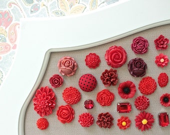 Red Decorative Thumbtacks, Red Flower Pushpins Set, Cute Bulletin Board Tacks, Thumbtack Gift Set, Mixed Flower Pushpins, Office Gifts