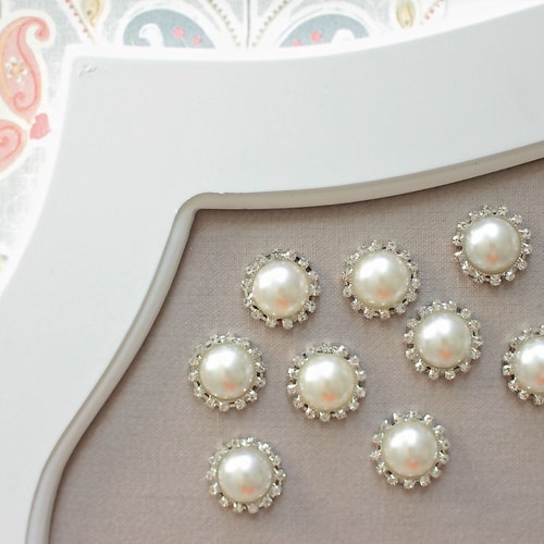 Ivory Rhinestone Pearl Push Pins Pearl Rhinestone Thumbtacks Etsy