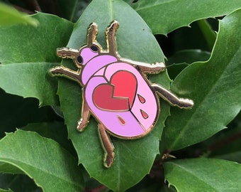 Heartbreak Beetle Colorful Cute Hard Enamel Pin