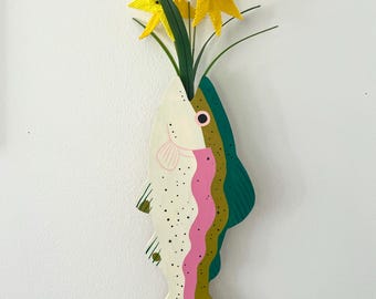 Wooden Trout Wall Vase - Functional Propogation Vase