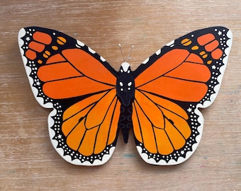 Wood Butterfly - Hand-Painted Wall Art