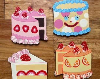 Mini Cake Wooden Hand-Painted Wall Art Novelty Hanging Decor