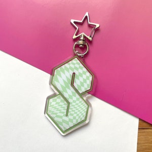 Cool S Y2K Checkered Clear Acrylic Keychain Charm