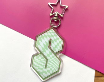 Cool S Y2K Checkered Clear Acrylic Keychain Charm