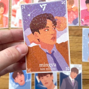 Seventeen Kpop Illustrated Sparkly Photocards