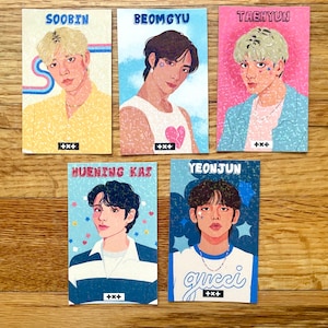 TXT Kpop Illustrated Sparkly Photocards